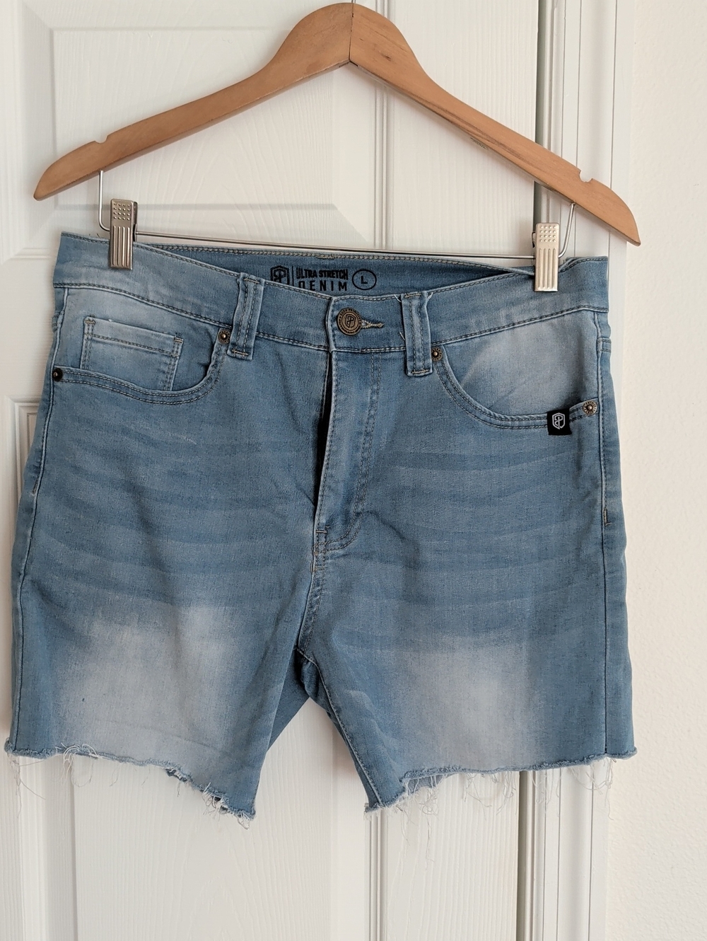 Born Primitive Light Blue Denim Men's Shorts with Raw Hem